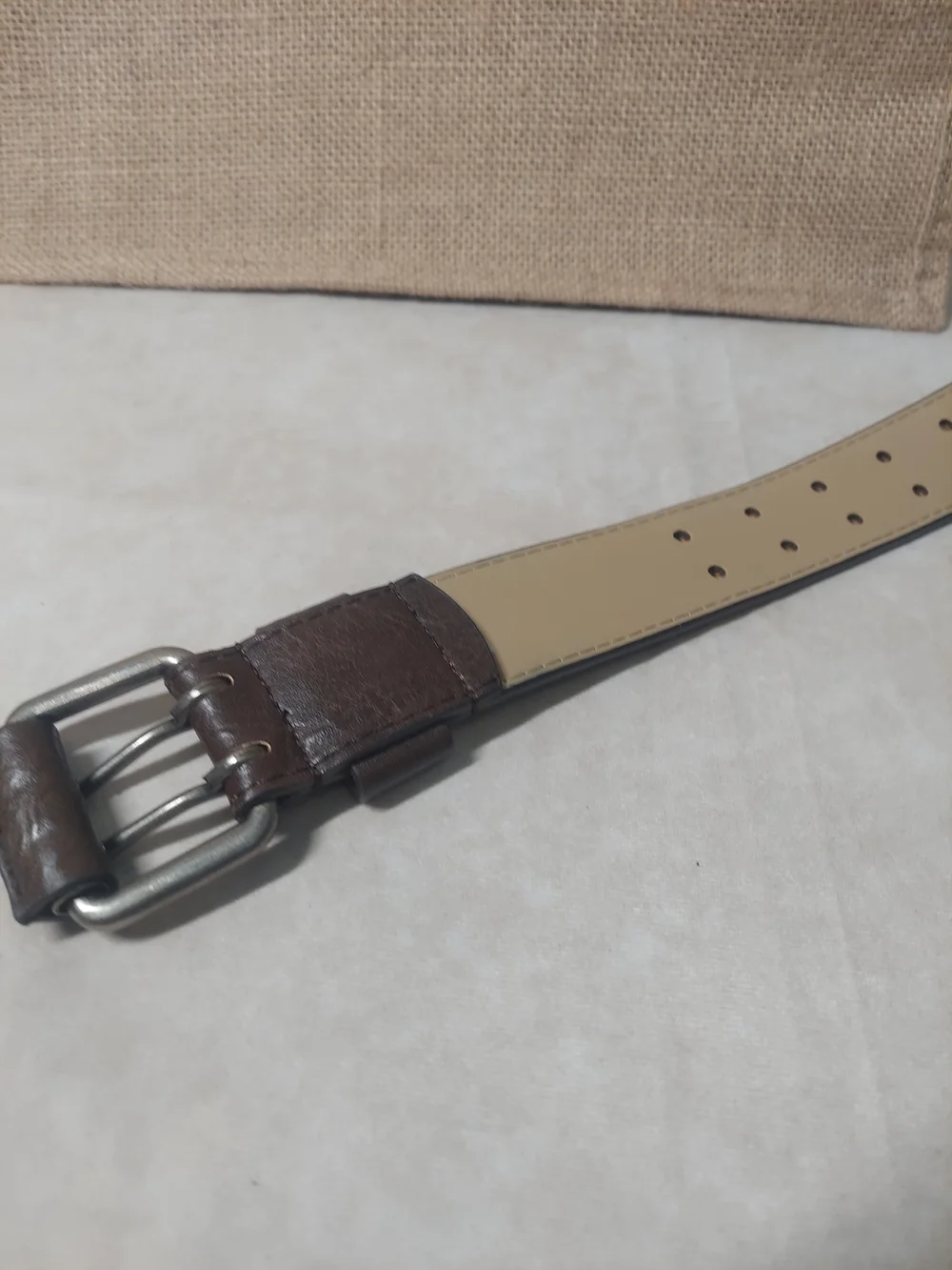 Men's CAT Caterpillar Double-Prong Brown Belt - Size XL (38-40)